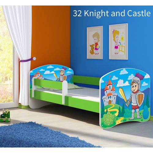 Dječji krevet ACMA s motivom, bočna zelena 140x70 cm - 32 Knight slika 1