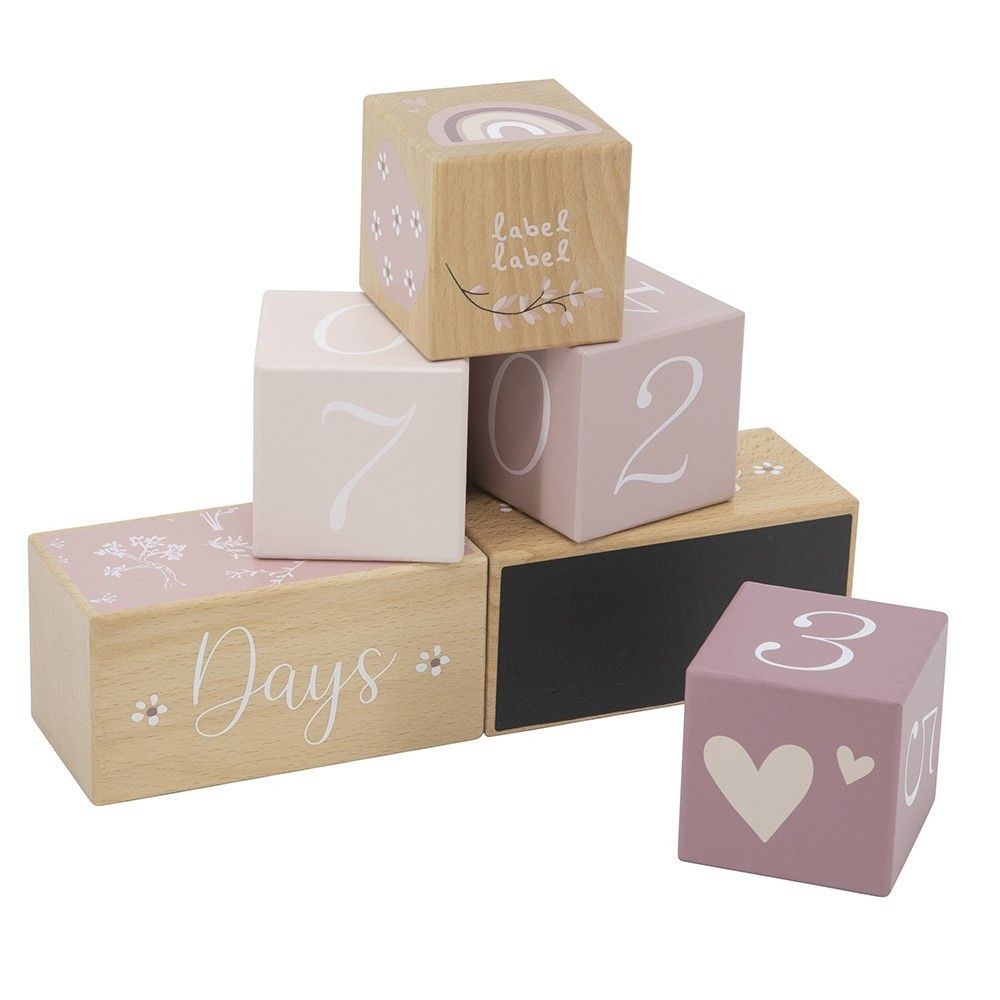 Label Label Drvene kocke Milestone, Pink slika 1