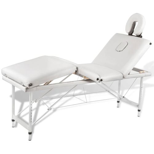 Krem bijeli sklopivi masažni četvorodijelni stol s aluminijskim okvirom slika 28