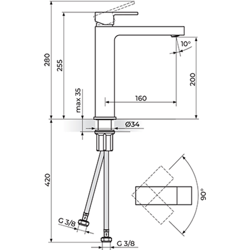 Rosan  QUADRO Baterija za lavabo L slika 2