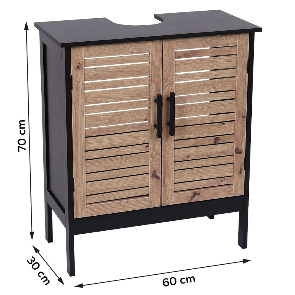 Tendance kupatilski ormarić sa 2 vrata i policom Bergen 60X30X70Cm Mdf Crno Wood 9900763 slika 1