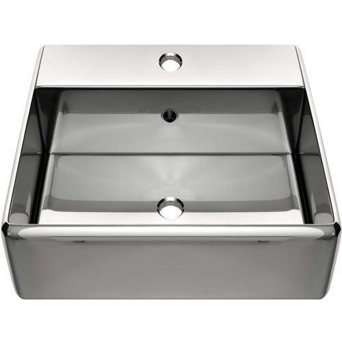 Umivaonik sa zaštitom od prelijevanja 41x41x15 cm keramički srebrni slika 2