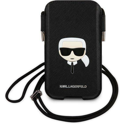 Torbica Karl Lagerfeld Pouch Pu Saffiano Karl Head Large za telefone do 6,7 crna ( KLHCP12LOPHKHK) slika 1