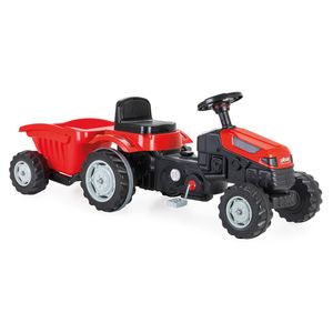 Veliki crveni  traktor s prikolicom na pedale