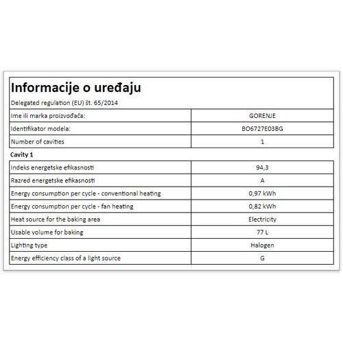 Gorenje BO6727E03BG Ugradna multifunkcionalna rerna  slika 13