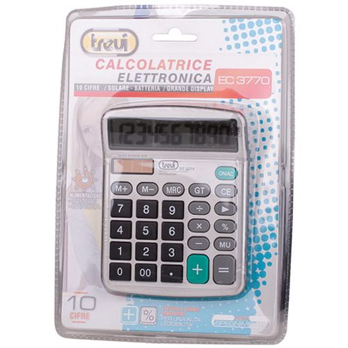 TREVI kalkulator velike znamenke, solarni + baterije, sivi EC3770 slika 2