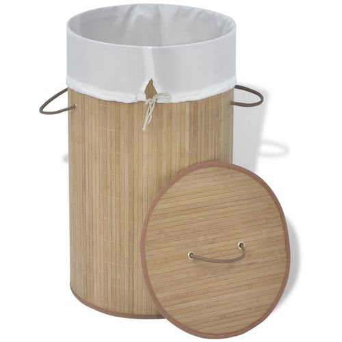 242723 Bamboo Laundry Bin Round Natural slika 18