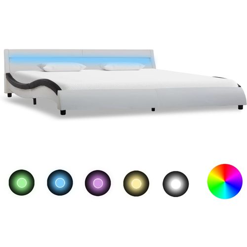 Okvir za krevet od umjetne kože LED bijelo-crni 180 x 200 cm slika 37