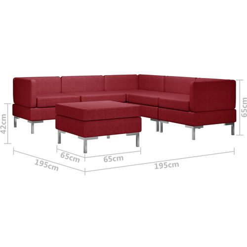 6-dijelni set sofa od tkanine crvena boja vina slika 46