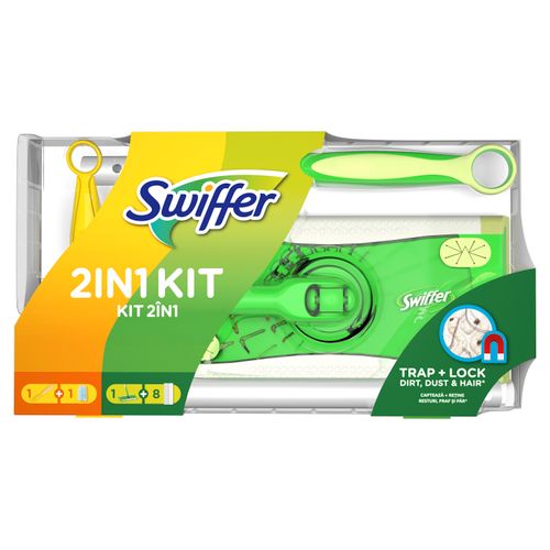 Swiffer 2u1 kit, čistač prašine i čistač poda sa dodatnim krpicama slika 1