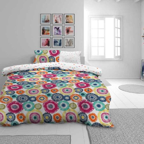 Pamučna posteljina Svilanit Colored circle lila MC 140x200 50x70 cm slika 2