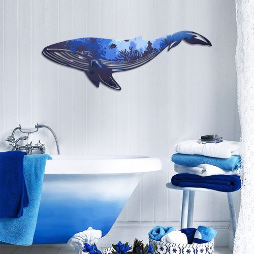 Reef Whale Metal Wall Art - APT651 Multicolor Decorative Metal Wall Accessory slika 1