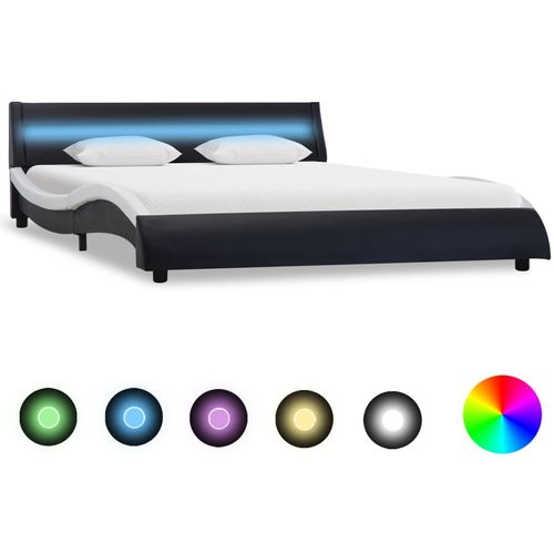 Okvir za krevet od umjetne kože LED crno-bijeli 140 x 200 cm slika 37