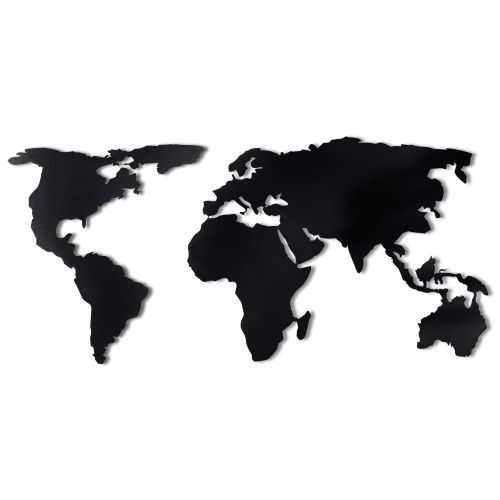 Wallity Metalna zidna dekoracija, World Map Silhouette XL - Black slika 2