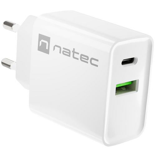 Natec NUC-2061 RIBERA USB Type-C/Type-A Charger, QC3.0 & PD3.0, 3A 20W, White slika 1