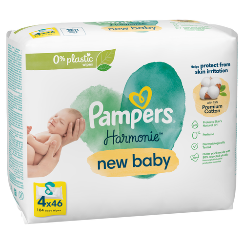 Pampers Harmonie New born Quattro  vlažne maramice 4x46 kom slika 1