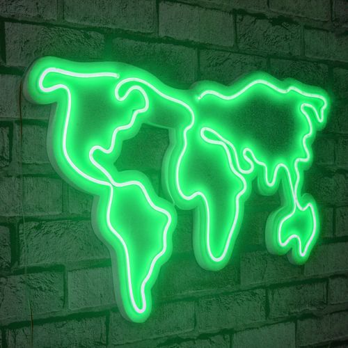 Wallity Zidna dekoracije svijetleća WORLDzeleni, World Map - Green slika 15