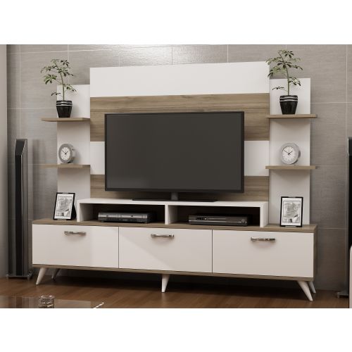 Woody Fashion TV jedinica, Diana - White, Walnut slika 1