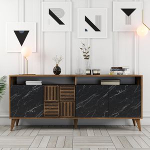 Woody Fashion Komoda, Milan - Walnut, Black Marble