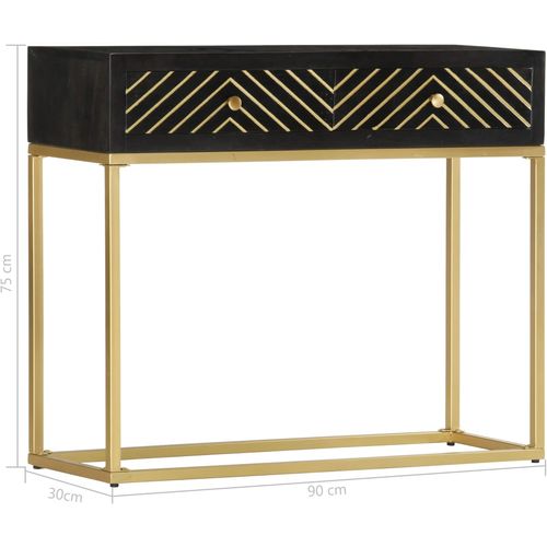 Konzolni stol crno-zlatni 90 x 30 x 75 cm masivno drvo manga slika 13