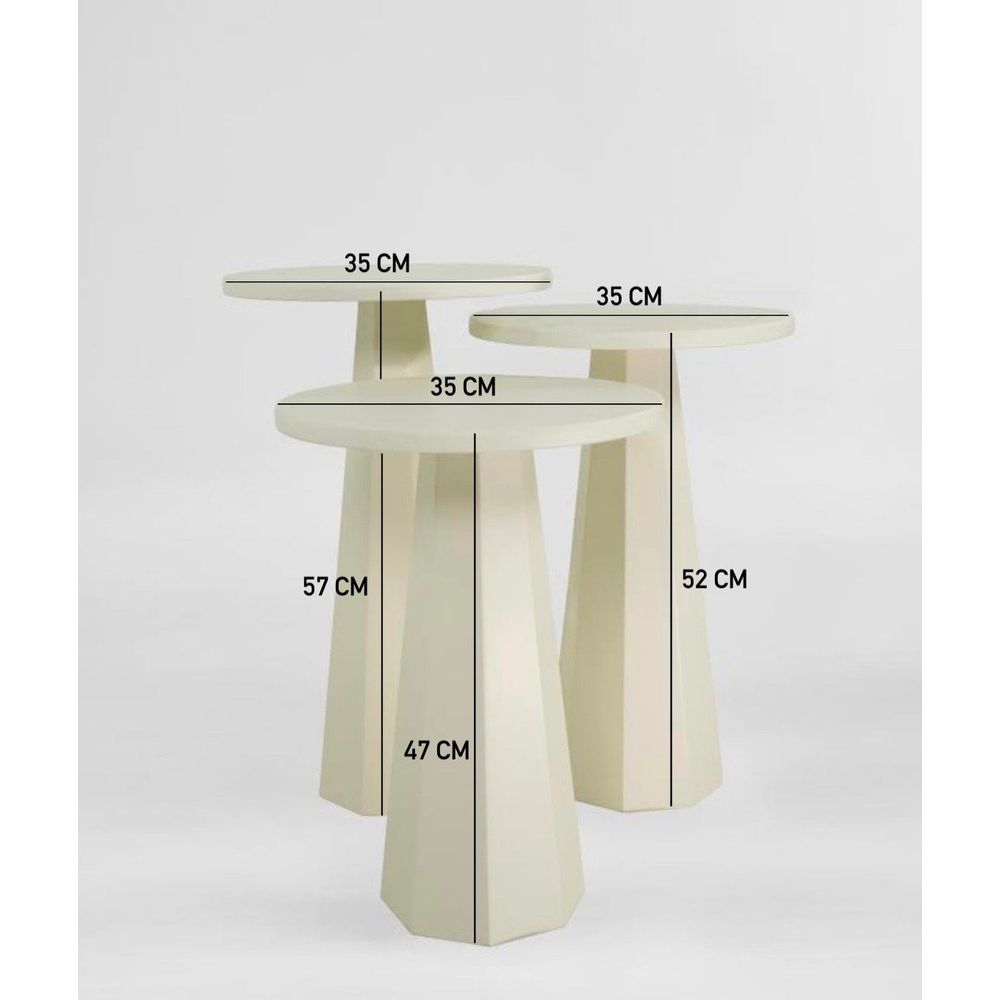 Set bočnih stolova "Lilyum" (57 + 52 + 47) - boja: Krem slika 6