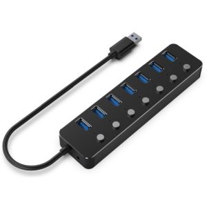 UHB-U3P7P-01 Gembird 7-port USB 3.1 (Gen 1) hub with switches, black