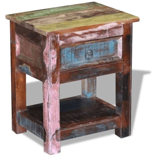 Bočni stolić s 1 ladicom masivno obnovljeno drvo 43x33x51 cm slika 64