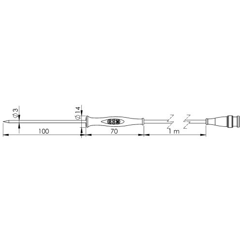 Greisinger GF1T-E3-AA-BNC potopno/utično senzor  -70 do +250 °C  Tip tipala Pt1000 slika 1