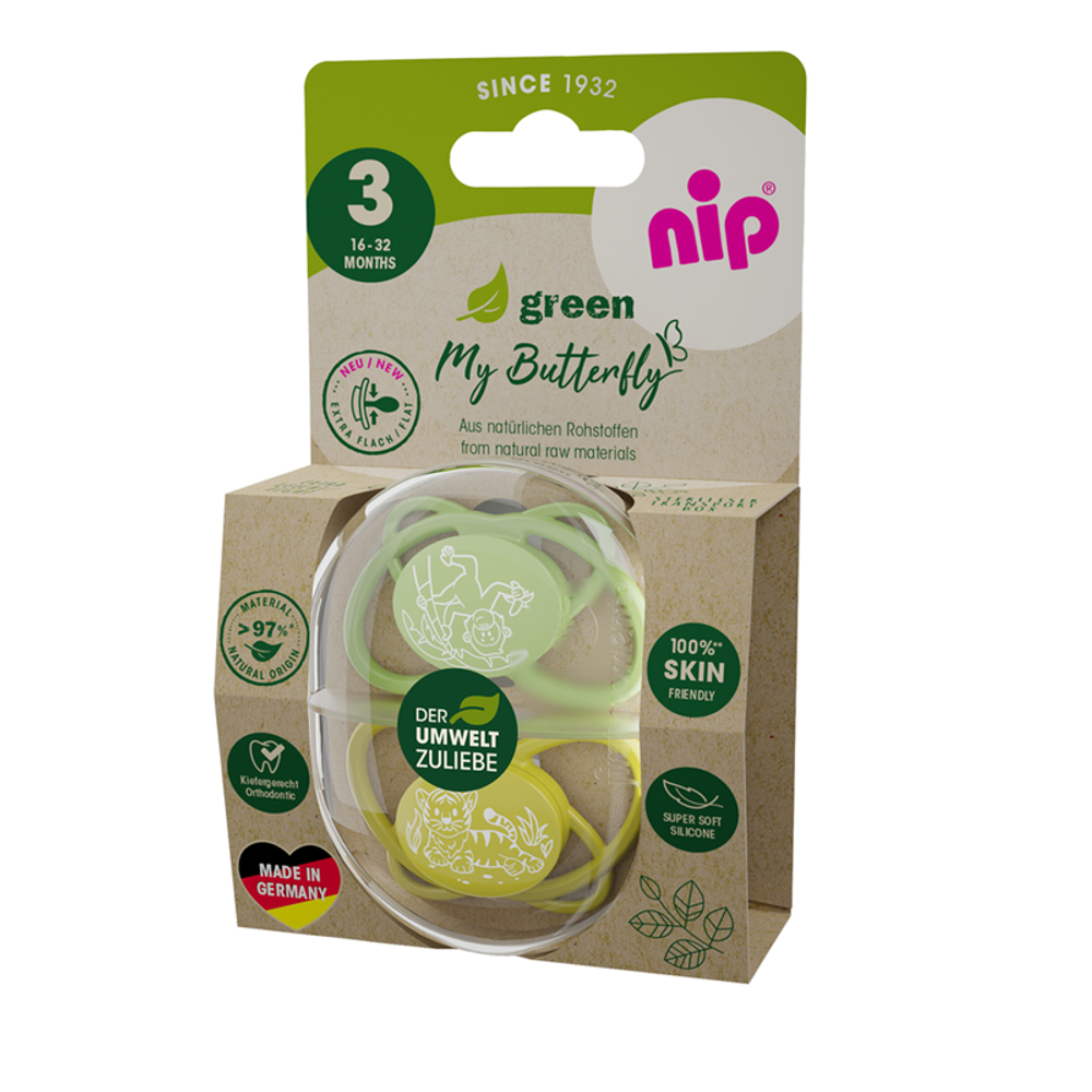 nip® Duda varalica My Butterfly Green 16-32mj (veličina 3) - Silikon, 2kom Zelena slika 4