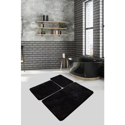 Havai - Black Black Acrylic Bathmat Set (3 Pieces) slika 1