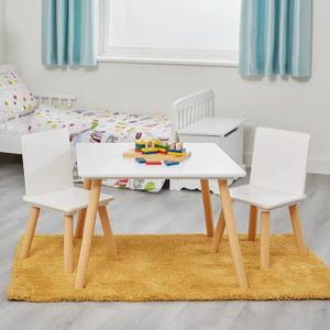 Kinder Home Dječiji drveni sto sa dvije stolice, Bijeli