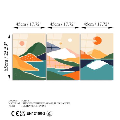 Wallity Ukrasna slika na kaljenom staklu (3 komada) UV-945 - 45 x 65 slika 7