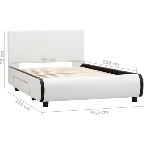 Okvir za krevet od umjetne kože s ladicama bijeli 90 x 200 cm slika 29