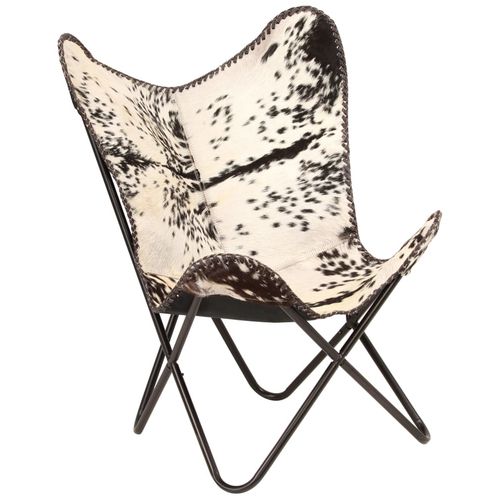 Stolica u obliku leptira od prave kozje kože crno-bijela slika 17