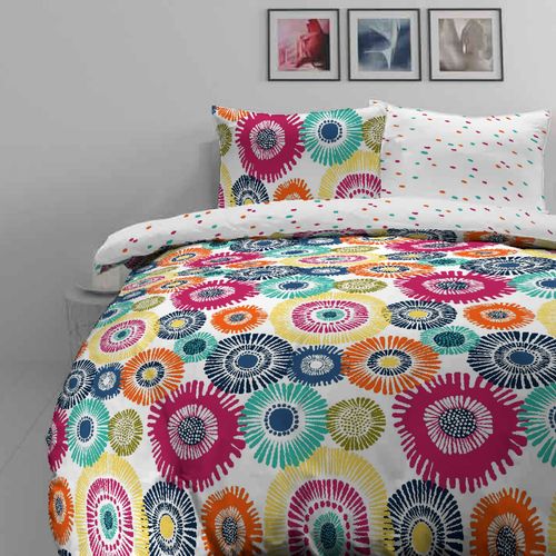 Pamučna posteljina Svilanit Colored circle lila MC 140x200 50x70 cm slika 3