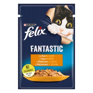 FELIX Fantastic, potpuna hrana za kućne ljubimce, za odrasle mačke, mokra hrana s piletinom u želeu, 85g