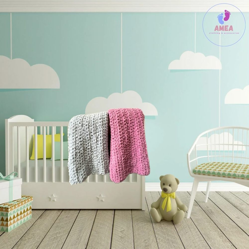 AMEA Pletena dekica Puffy 70x80cm, Pink slika 4