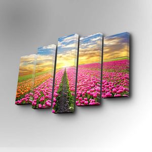 5PUC-033 Multicolor Decorative Canvas Painting (5 Pieces)