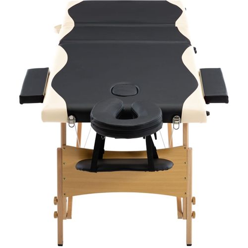 Sklopivi masažni stol s 3 zone drveni crno-bež slika 25