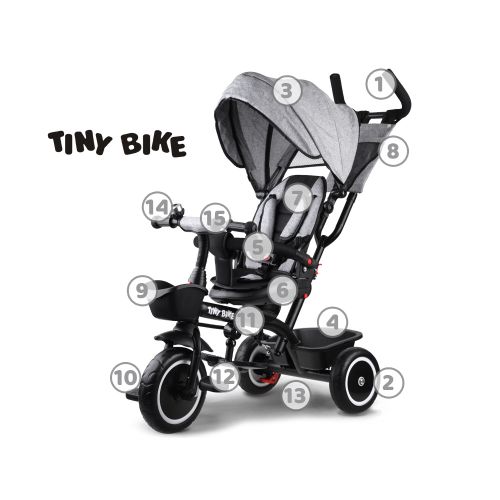 Dječji tricikl 3u1 Tiny Bike sivi slika 4