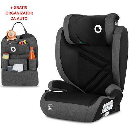 Lionelo i-Size autosjedalica Hugo, ISOFIX, 100-150cm, siva + ORGANIZATOR slika 1