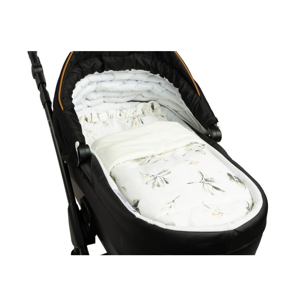 Baršunasta kolica set s volanom olive creamy slika 3
