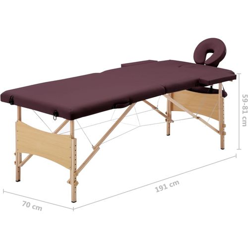 Sklopivi masažni stol s 2 zone drveni ljubičasta boja vina slika 45