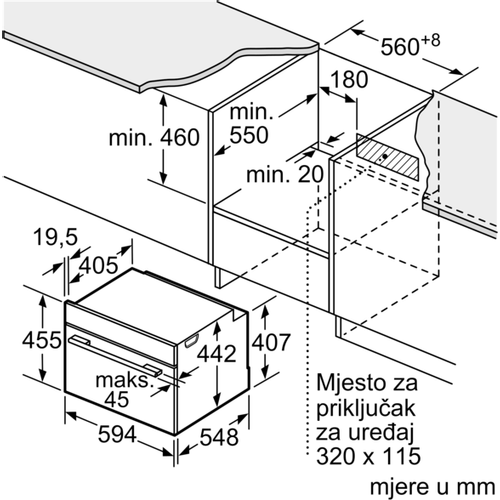 Bosch ugradbena pećnica s funkcijom mikrovalova 60x45 cm CMG676BB1 slika 7
