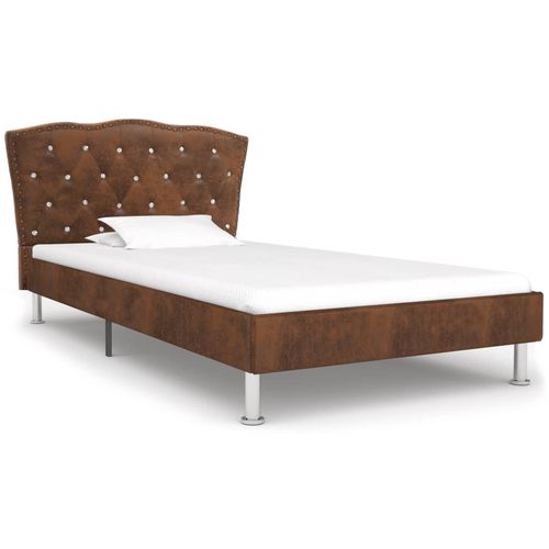 280542 Bed Frame Brown Faux Suede Leather 90x200 cm slika 15