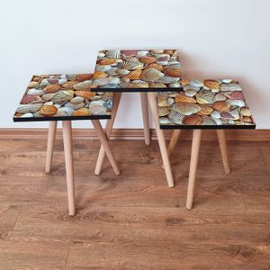 Nesting Table 3Shp21 - Set od 3 komada u narandžastoj i krem boji