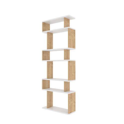 Woody Fashion Polica za knjige, Bates - White, Oak slika 1