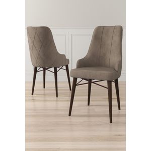 Neta - Cappuccino, Smeđi Set Stolica (4 Komada)
