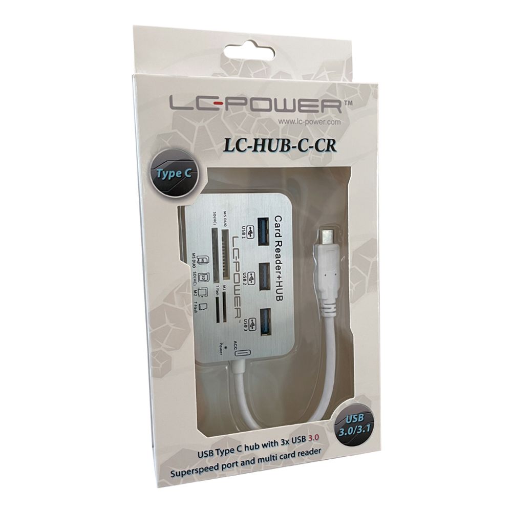 LC-Power USB Type-C Hub3x USB 3.0 type A, card readersd(hc), t-flash, M2, MS Duo cards slika 1