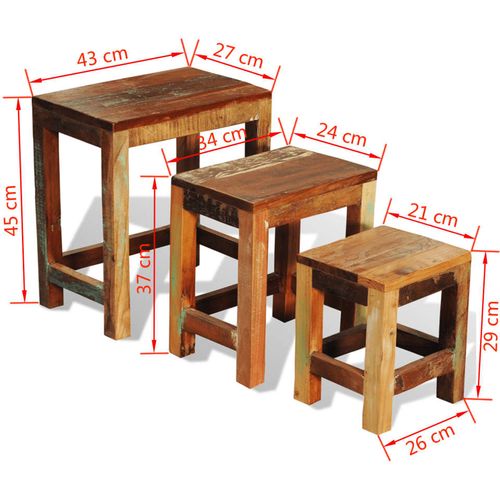 3-dijelni set uklapajućih stolića starinski obnovljeno drvo slika 32